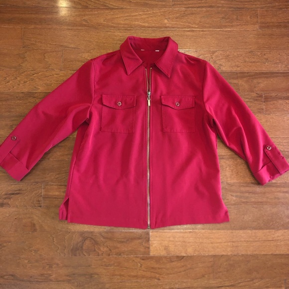 Allison Daley Red Zippered Shirt Jacket in Red Size S - Picture 2 of 7